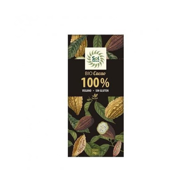 Tableta cacao puro 100% Ecológico Sol natural 70gr