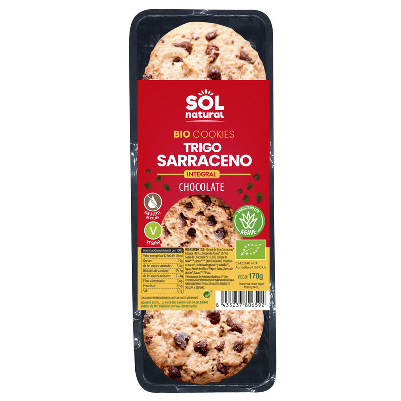 Cookies trigo sarraceno y chocolate Ecologico 170g Sol natural