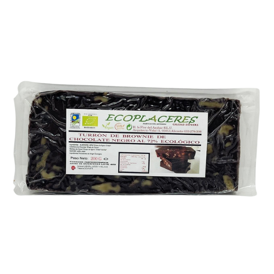 Turron brownie choc negro 70% y almendra Ecologico 300g Flor azahar